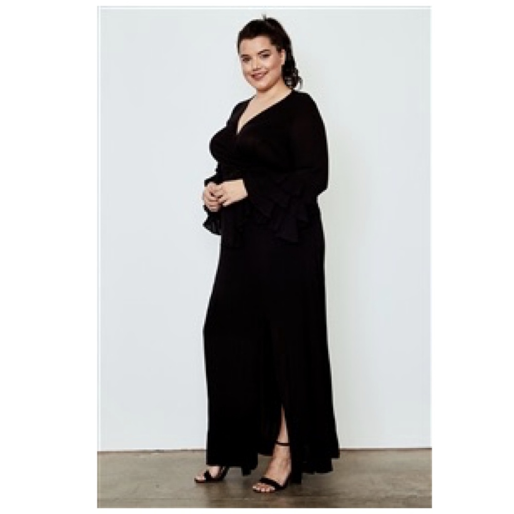 Black Side Split Maxi Length Skirt Plus Size 1X - Picture 4 of 8